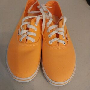 Vans Authentic Neon Orange Canvas Sneakers Youth Size 4